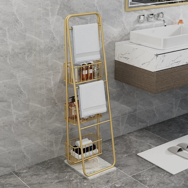 

Light Luxury Bathroom Shelf Floor Bathroom Table Towel Rack Toilet Storage Organizing Shelves Bath Towel Multi-Layer