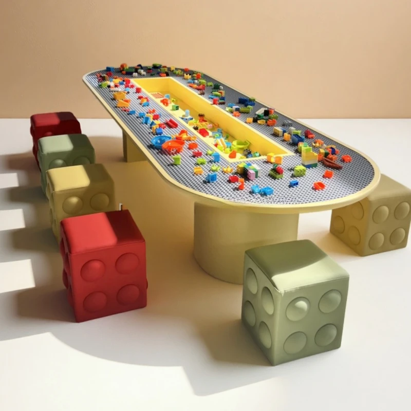 Multifunctional building block table puzzle wooden Le Valley assembled toys large size children's play table