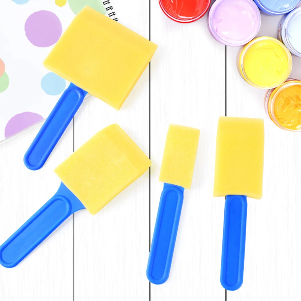 

12Pcs Child-Friendly Painting Sponge Brushes Graffiti Art Kit Reusable Washable DIY Craft Set for Kids Creative Play Yellow