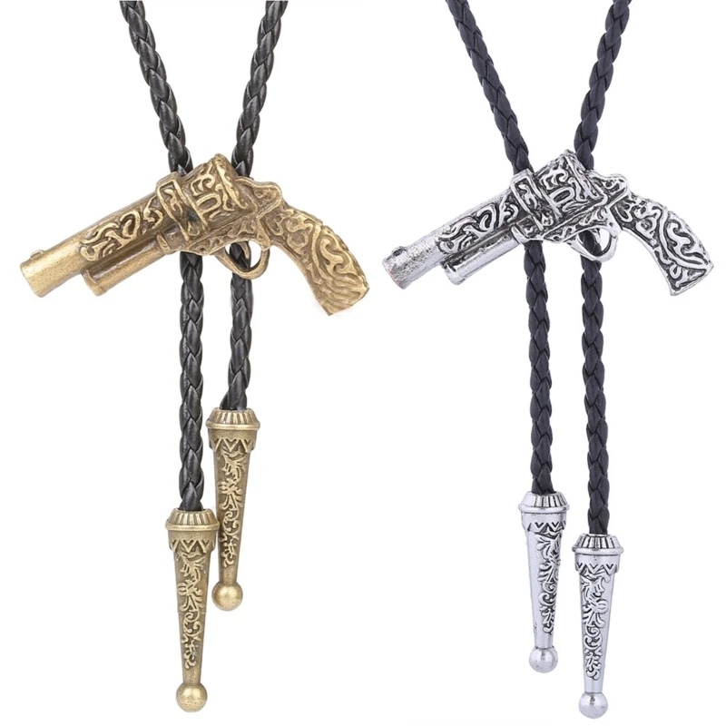 

Relief Guns Buckle Decors Bolo Tie for Men Women Bridegroom Wedding Necklace