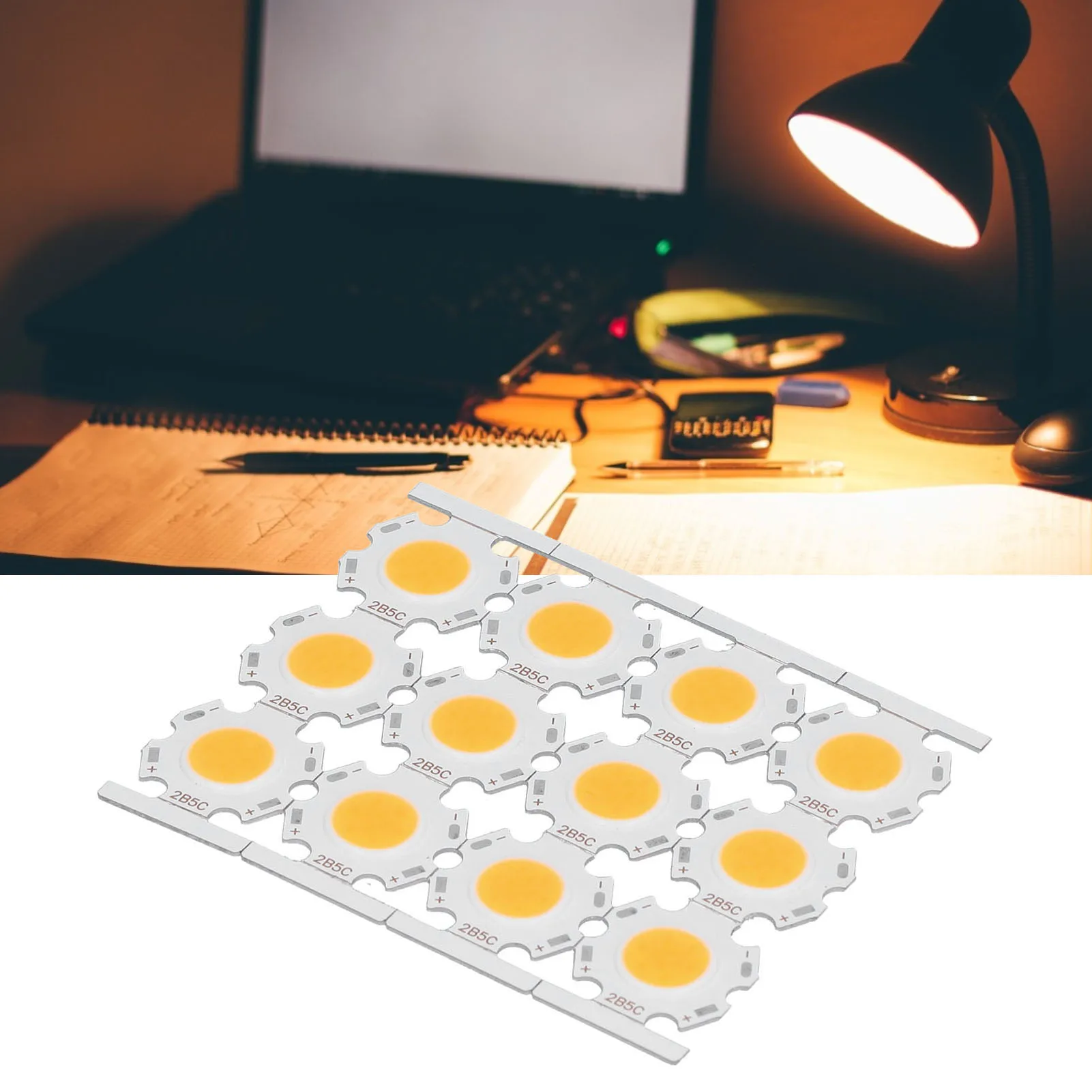 

ZK20 12Pcs LED Chips COB Light Emitter Component 5W 15‑17V for DIY Spotlights Downlight Ceiling LampWarm Light