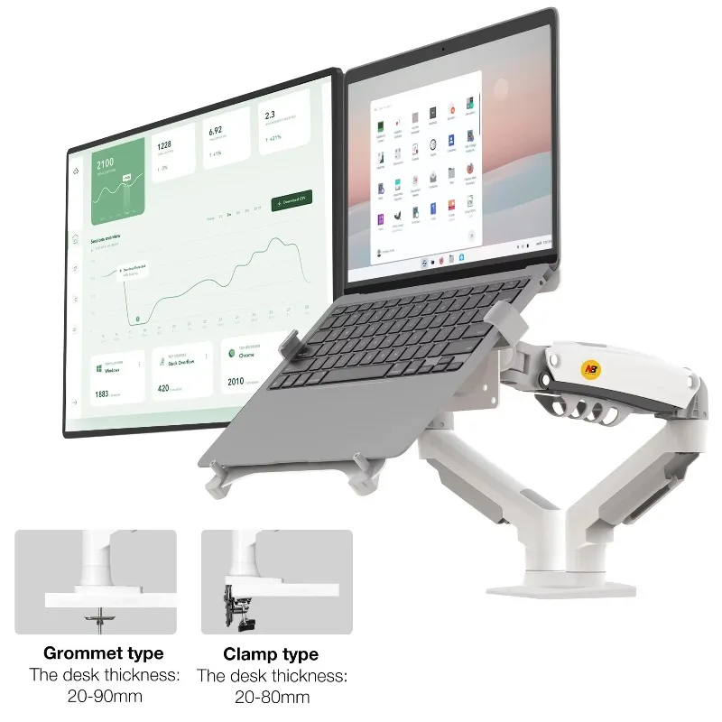 حامل كمبيوتر محمول مع صينية قابلة للتعديل لذراع الحركة الكاملة للكمبيوتر المحمول مقاس 10-17 بوصة مع لوحة VESA لشاشة 17-30 بوصة F160-FP #4