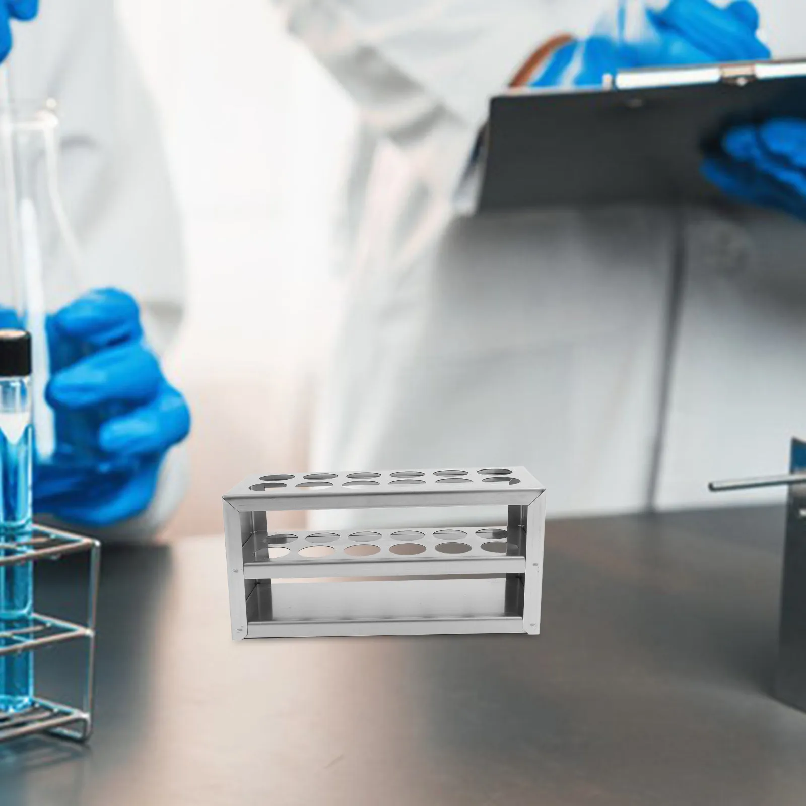 Test Tube Rack 12-Slot Organizer Stainless Steel Dual-Use Display Stand Lab Storage High-Temperature Resistant view 4