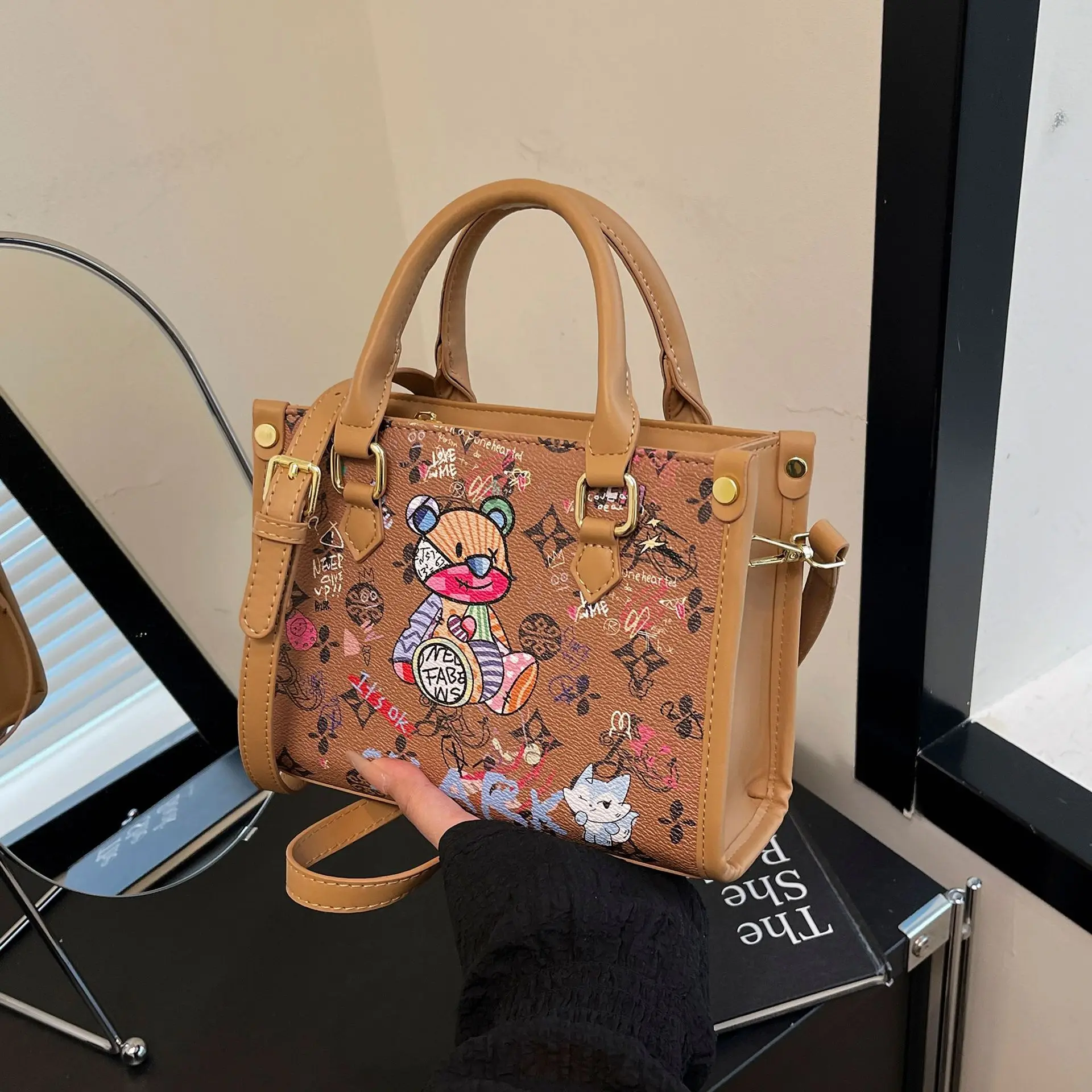 

​​2025 Summer Cartoon Print Tote Bag Women Cute Fashion Shoulder Crossbody Bag Lightweight Commuter Small Handbag​