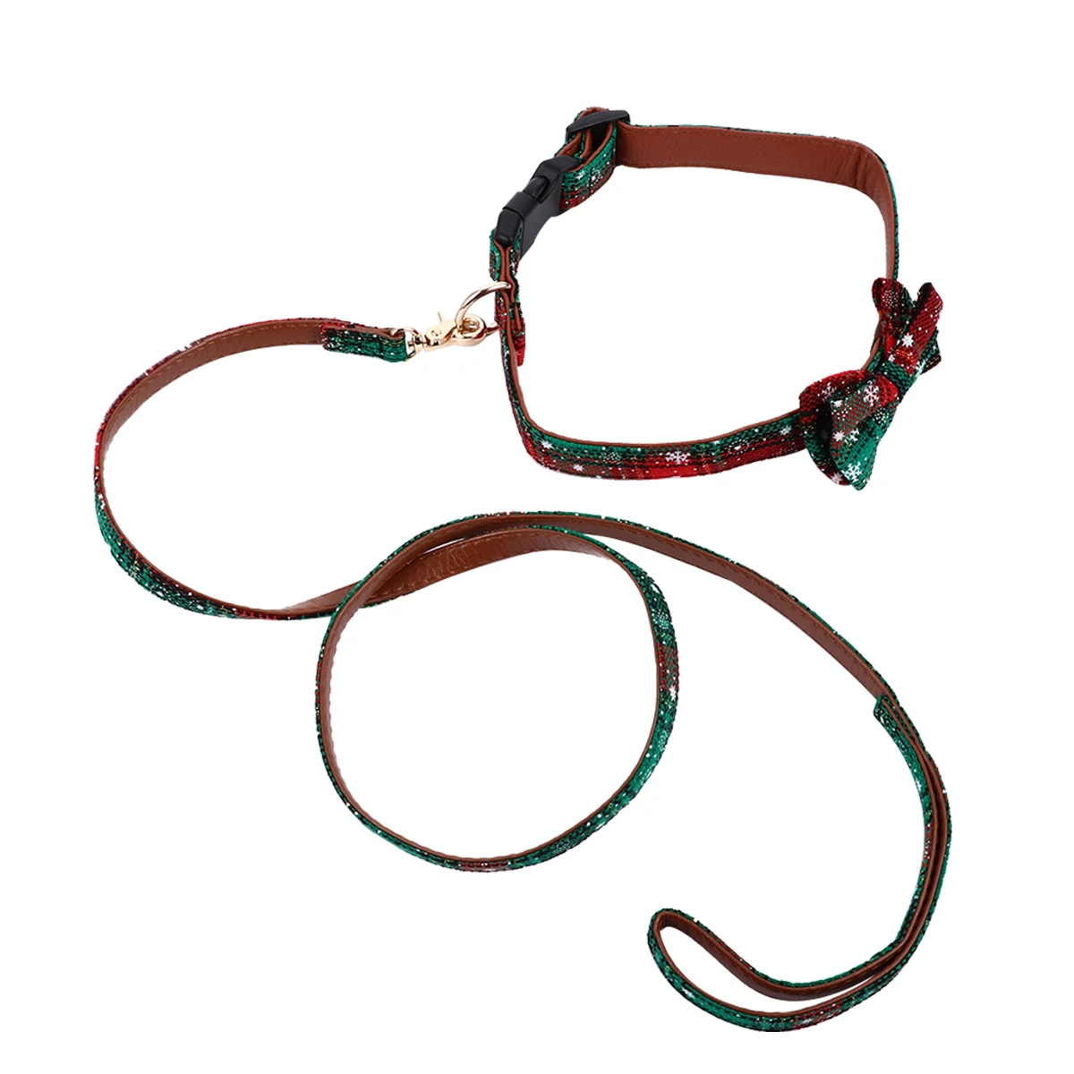 

Dog Necklace Christmas Collar and Leash Pet Bow Ties Adjustable Chain Supplies Xmas Puppy Harness