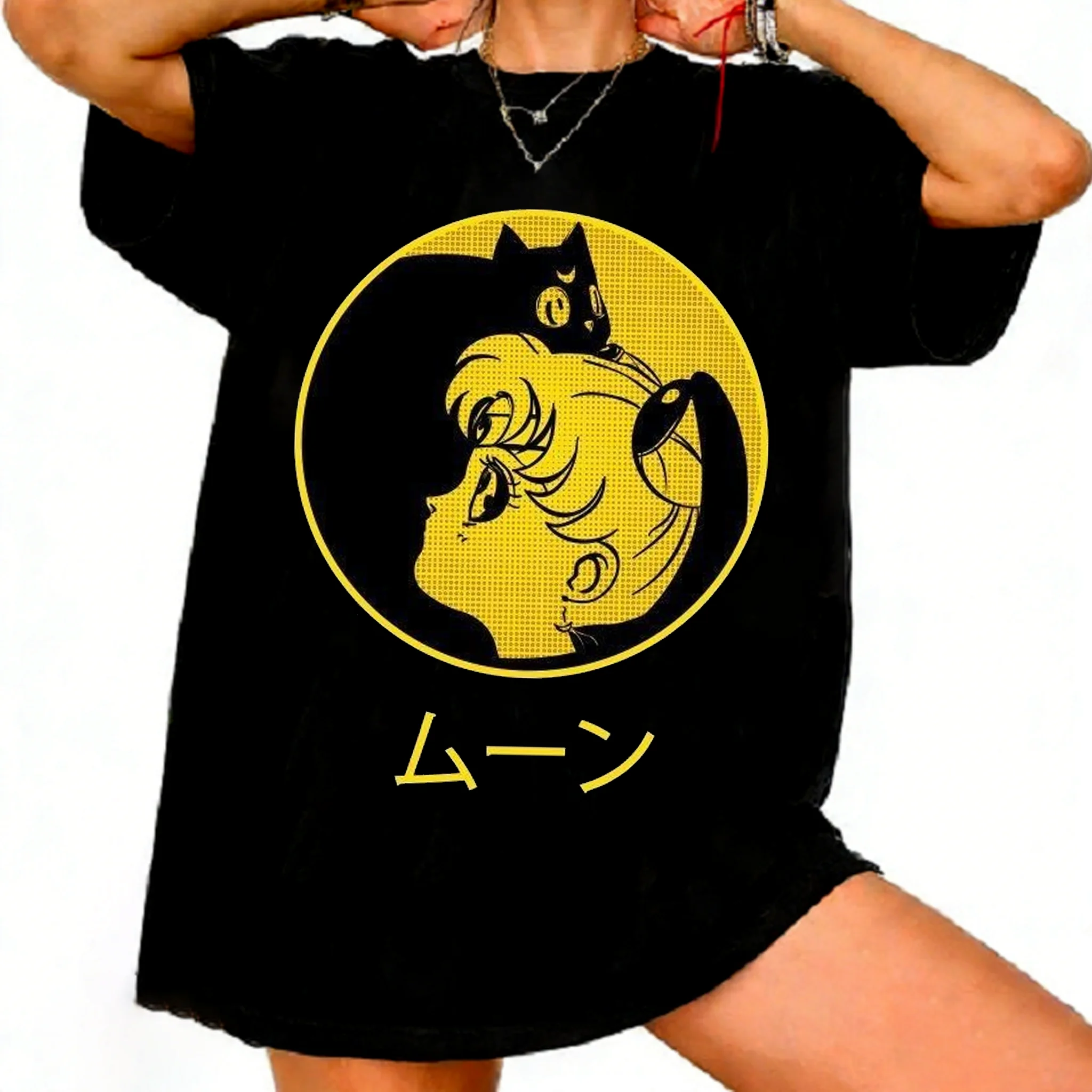 Camiseta con gráfico de Anime Retro de los años 90 de Sailor Moon, camiseta de algodón de verano para hombres y mujeres, ropa de calle informal de tendencia, camiseta de manga corta para parejas, Top de Hip Hop