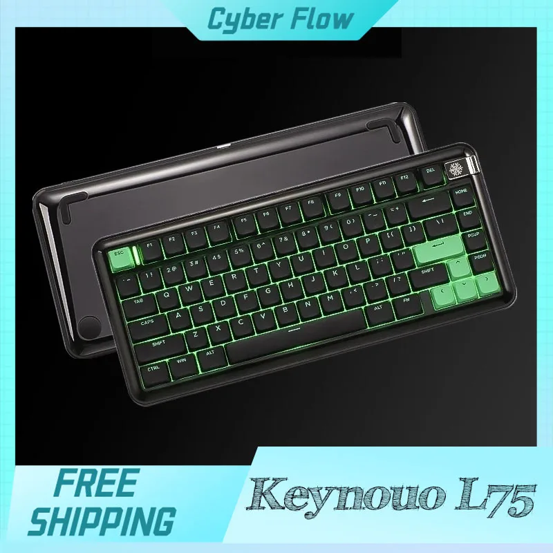 Keynouo L75 Mechanical Keyboard Tri Mode Wireless Keyboard Custom Low Profile Portable Thin Keyboard Office Pc Gamer Accessories