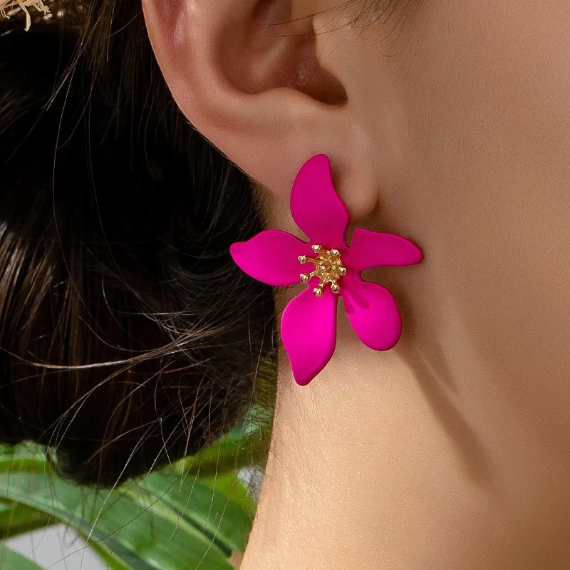 Stud Earrings Flower Element Retro Temperament Ear Accessories Holiday Party Gift OL Fashion Jewelry E482