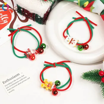 Cloches de dessin animé de Noël pour femmes et filles, attaches à cheveux, ULà cheveux, arbre de Noël, père Noël, queue de cheval haute, doux, accessoires pour cheveux