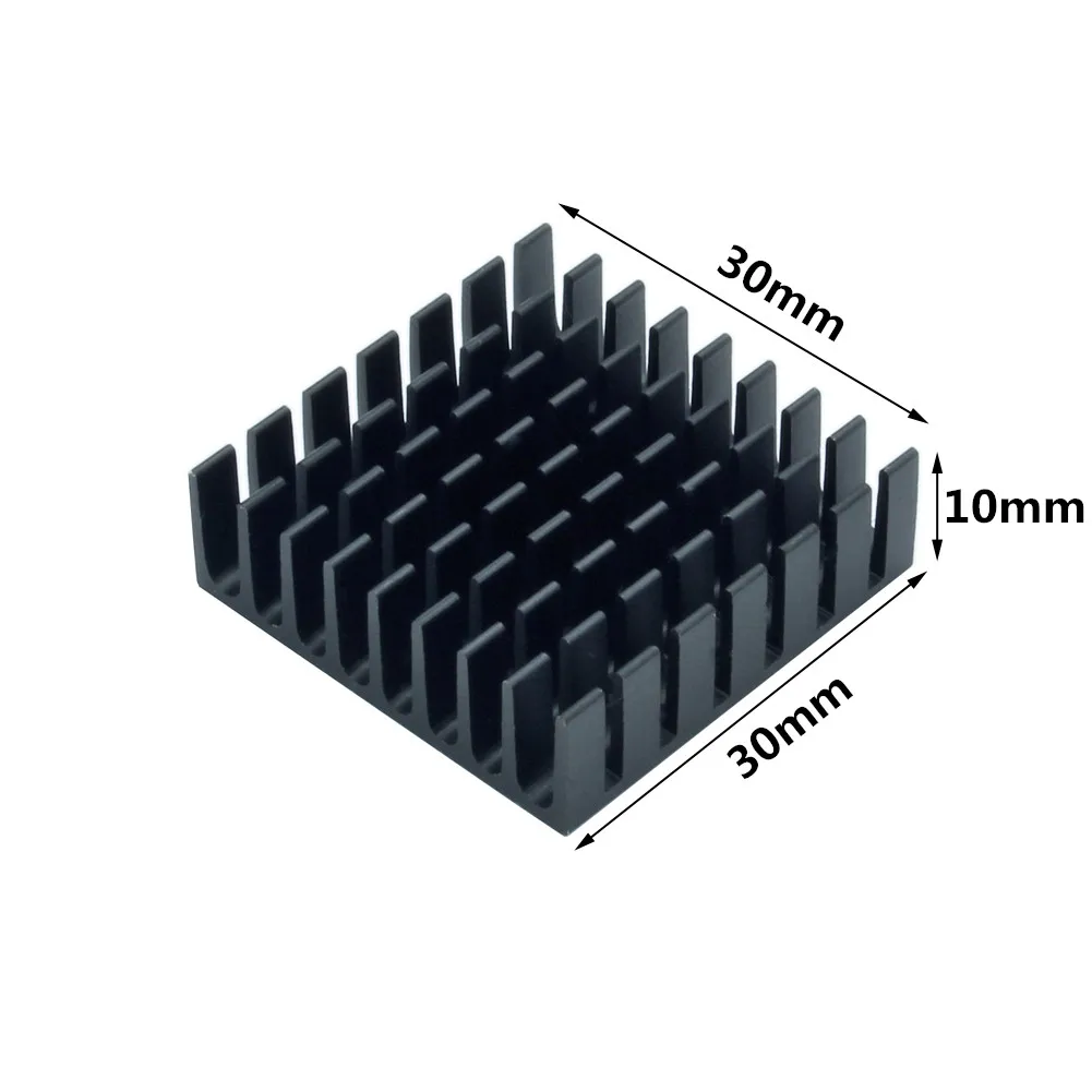 30x30x10mm 20pcs Aluminum Heatsink Black Heat sink Radiator for Electronic Chip IC MOS Cooling With Thermal Conductive Tape