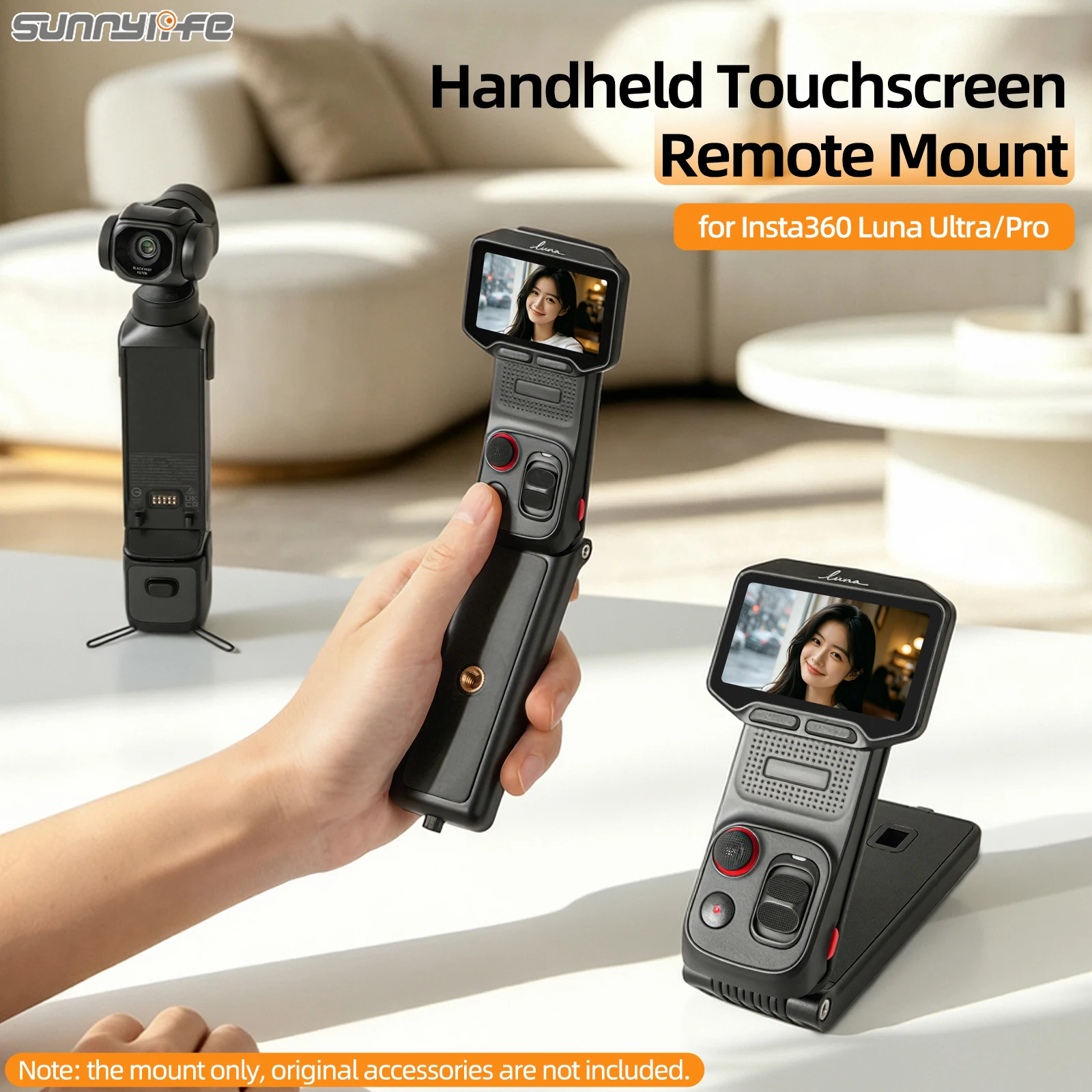 Sunnylife Handheld Expansion Stand for Insta360 Luna Ultra/Pro Split Remote Control Screen Camera Accessory