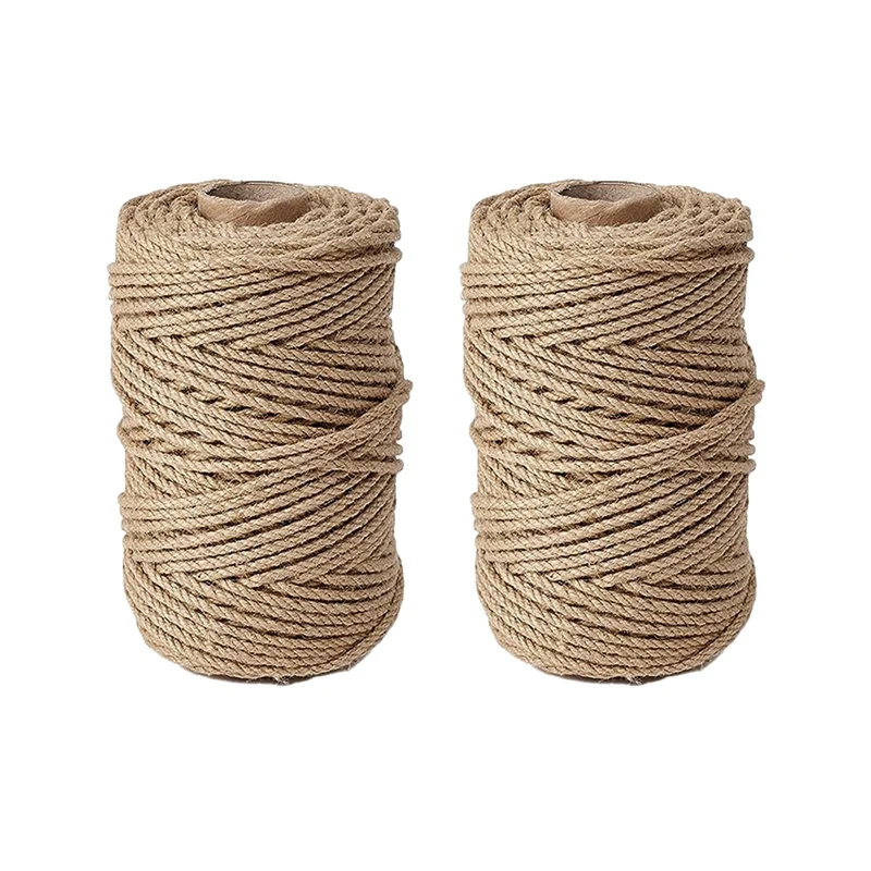 2 Rolls Natural Twine 3 Ply Filament Twine Material For Gift Wrapping Botanical Christmas Handmade Art Decoration