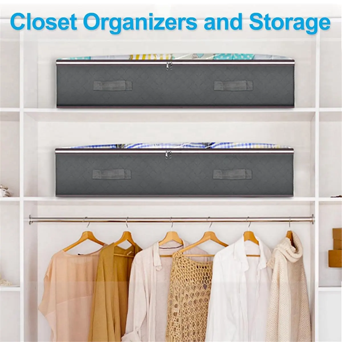 Under Bed Storage Containers, Closet Organizers Storage Bins, Foldable Underbed Storage Bags for Blankets, Towels and