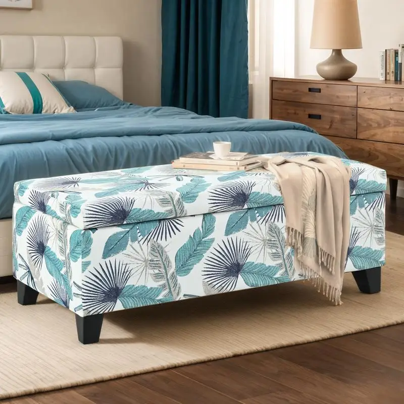 Floral Storage Ottoman - Versatile Seating & Organizer Solution