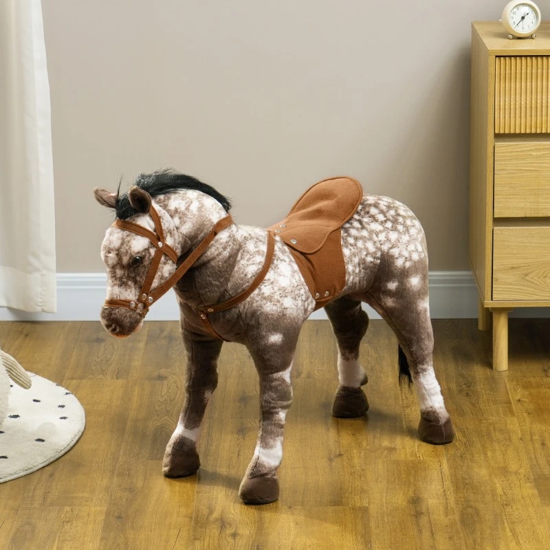 

Ride on Horse, Riding Horse with Neighing Sound, Saddle, Stirrups, Ride on Animal for Kids Boys Girls 3-8 Years Old, Brown
