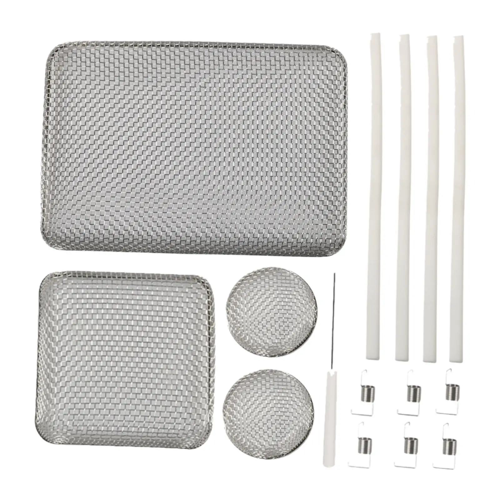 4x RV Furnace Vent Covers with Spring Replacement Flying Insect Screens Stainless Steel Mesh for Camping Campers Outdoor