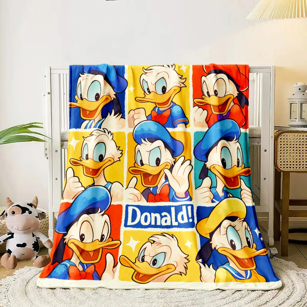 Miniso Donald Duck Printed Flannel Blanket.Sofa,Bedroom.Bed Home Office Nap Blanket Car,Travel, Camping, Picnic Blankets Gift