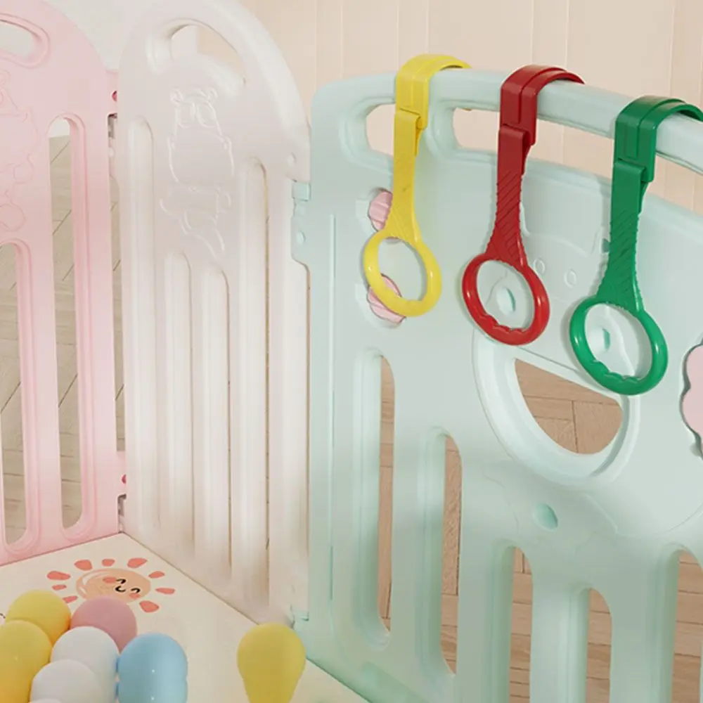 1 buah cincin tarik plastik untuk Playpen warna Solid bayi Crib kait berdiri cincin berjalan bayi alat bantu Aksesori tempat tidur kreatif