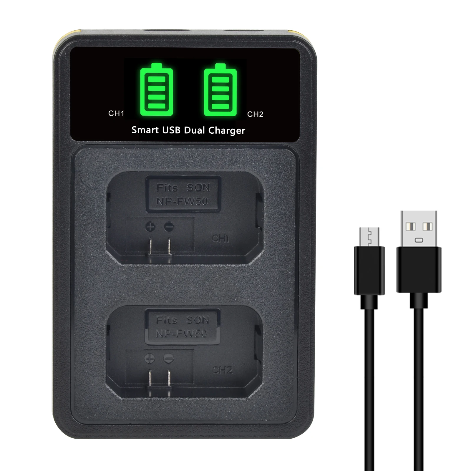 

LED USB Dual Charger With Type C Port for SONY NP-FW50 Battery NEX-3 NEX-5 NEX-6 SLT-A55 A33 A55 A37 A3000 A5000 A6000