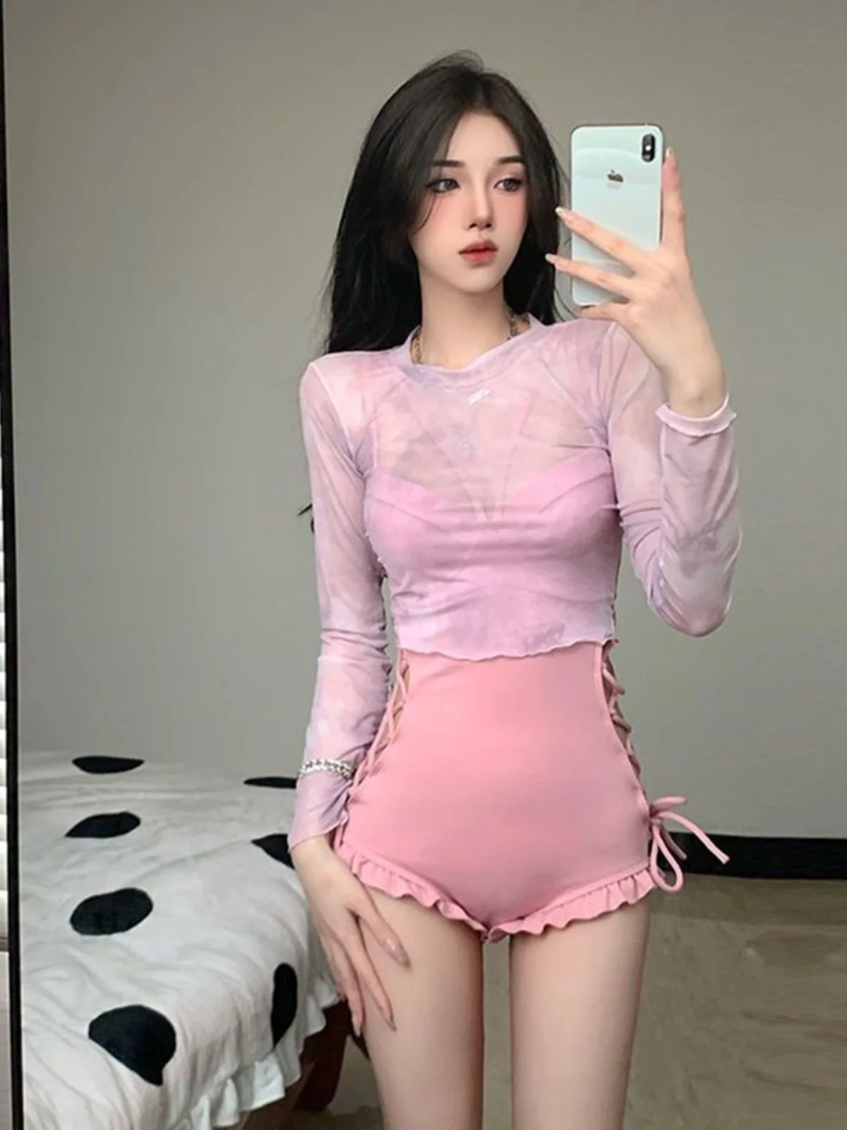 

Women's One-Piece Swimsuit Summer Sexy Pure Desire Small Chest Steel Support Sunscreen Hot Spring Thermal Suit Casual Sw...