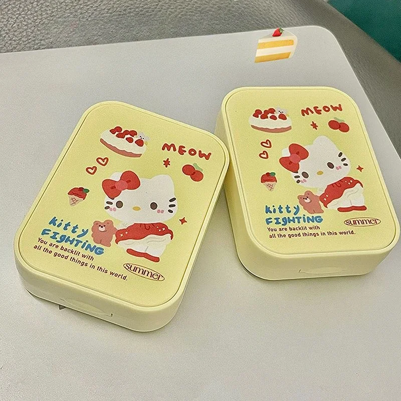 Hello Kitty Box MINISO Anime Peripheral High-capacity Convenient Cartoon Contact Lens  Case Fashion Cute Contact Lens Box Y2k