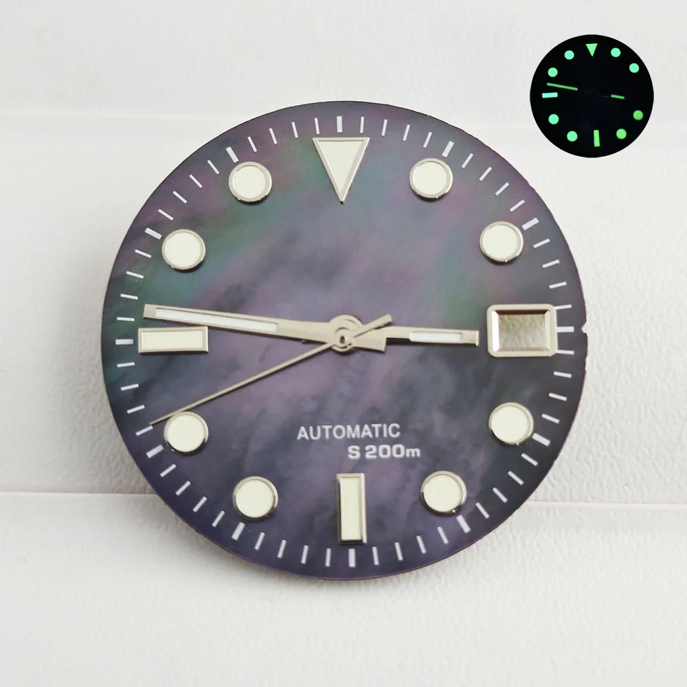Watch NH35 Shell face 28.5mm green luminous dial is used for NH35 NH36 automatic mechanical movement watch accessories