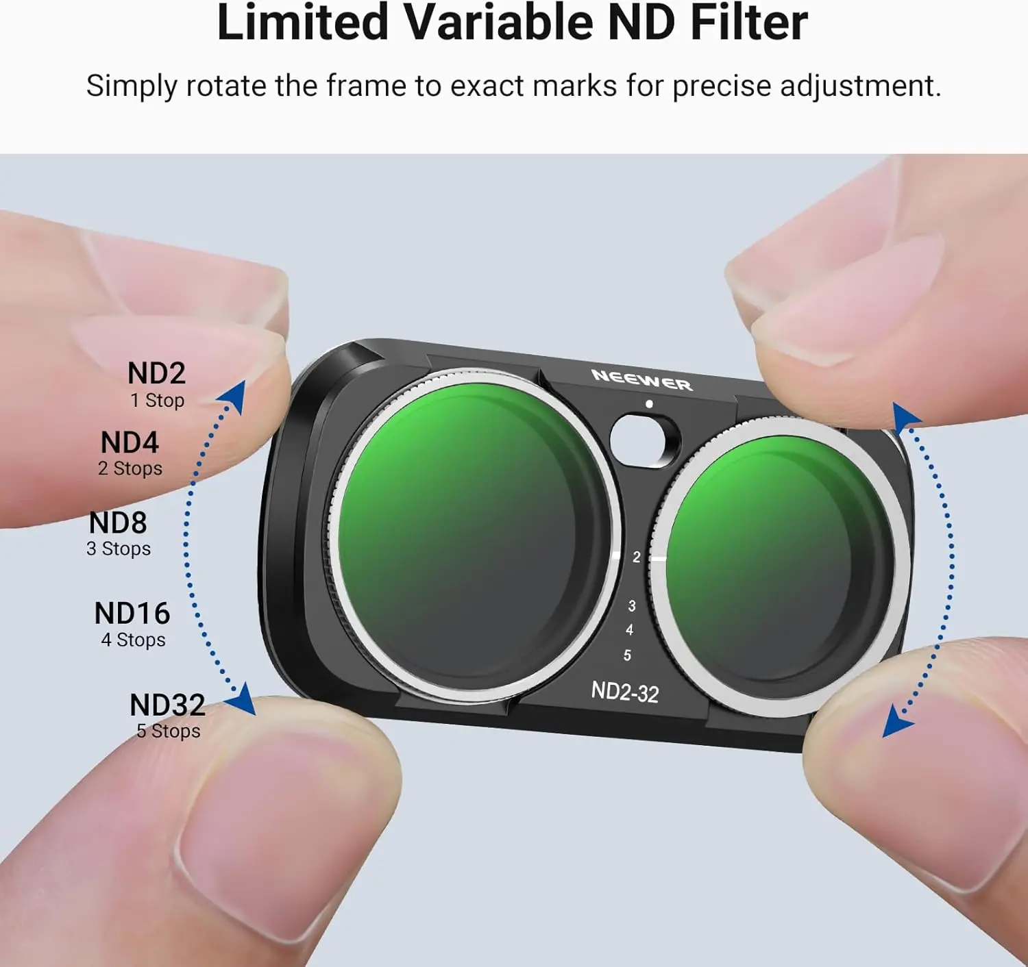 NEEWER ND-Filter-Set, variable Neutraldichte (ND2-32), Gimbal-Kamera-Objektivfilter-Fotografie-Kit, nur für Insta360 Go Ultra – Detail 2