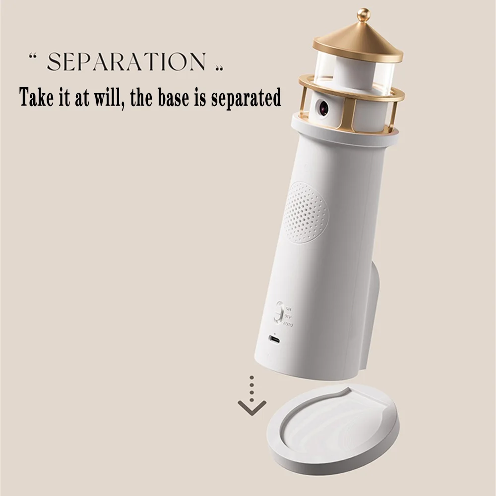 Fashion Moon Projection Lighthouse Night Lights Motion Sensor Dimmable Timing Ambient Lamp Decor Bluetooth Music Christmas Gift