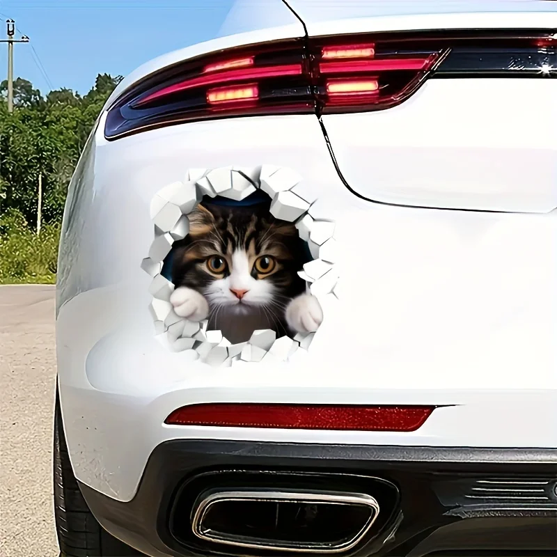 

Realistic 3D Cat Peek Car Stickers - Durable PVC Vinyl for use outside cars, motorcycles, laptops and windows
