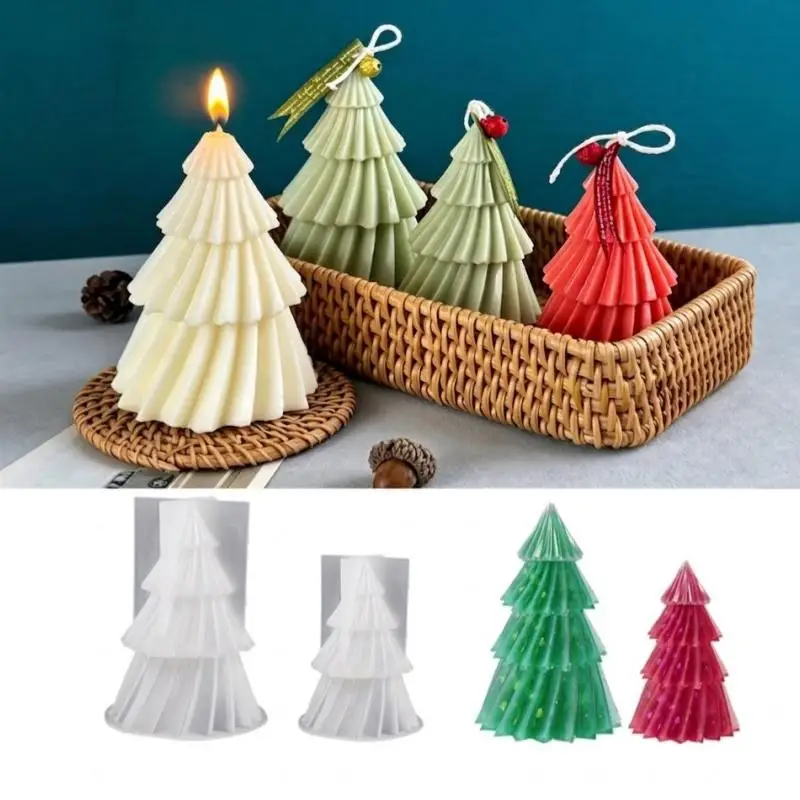 1 Stück Weihnachtsbaum-Kerzenform aus Silikon, DIY Weihnachtskerzen-Bastelset, Handgemachte Seife, Gips, Harz, Backzubehör, Weihnachtsgeschenk – Detail 4