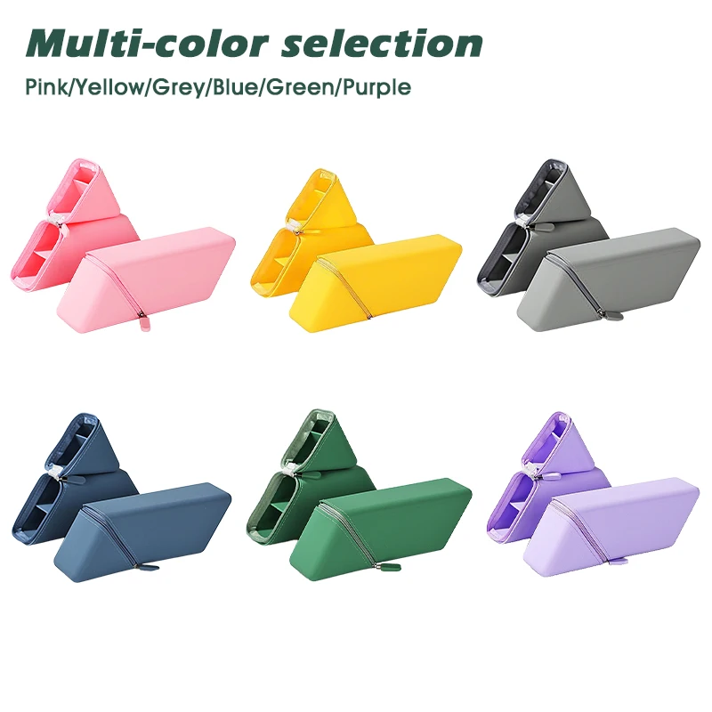 Foldable Silicone Pen Holder Pencil Case, Large Capacity Gradient Rectangular Stationery Organizer for Desk School Gift Office