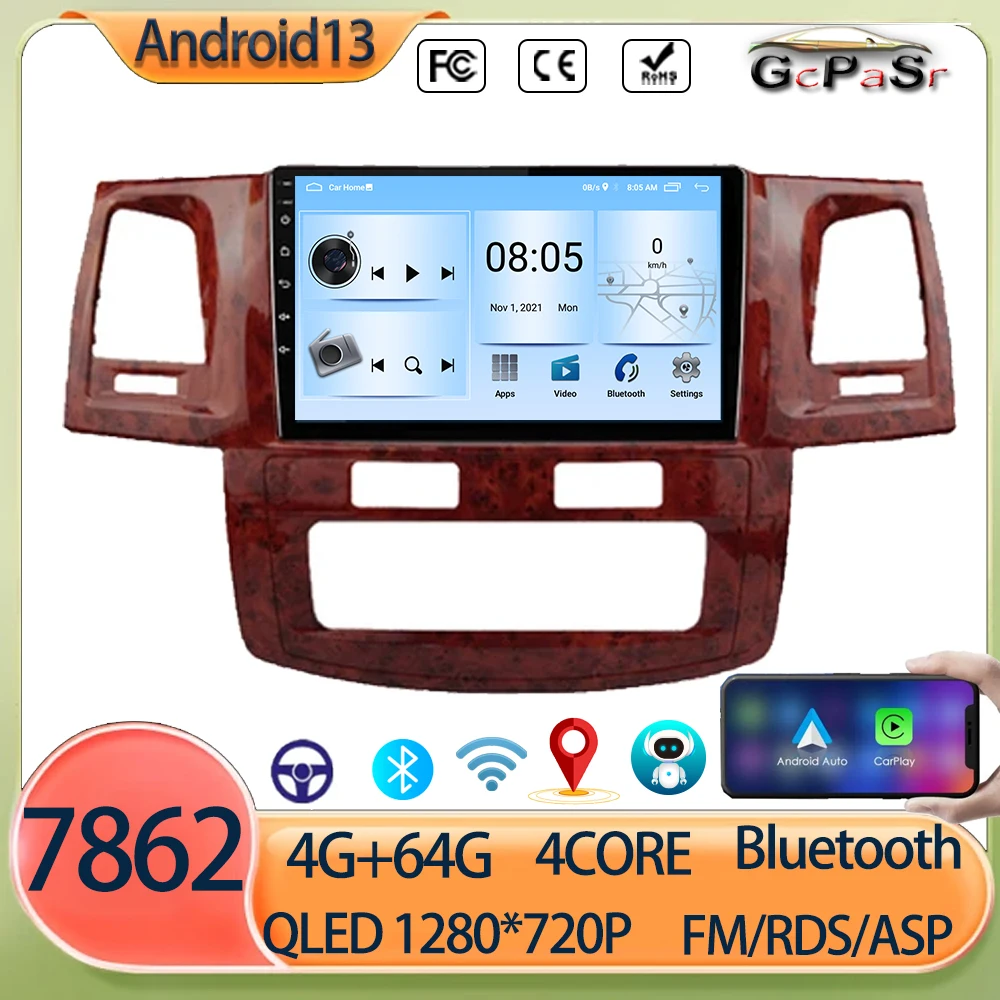 

For Toyota Fortuner HILUX Revo Vigo 2007 - 2015 Car Multimedia Radio Navigation GPS Android Auto CarPlay BT No 2 Din DVD