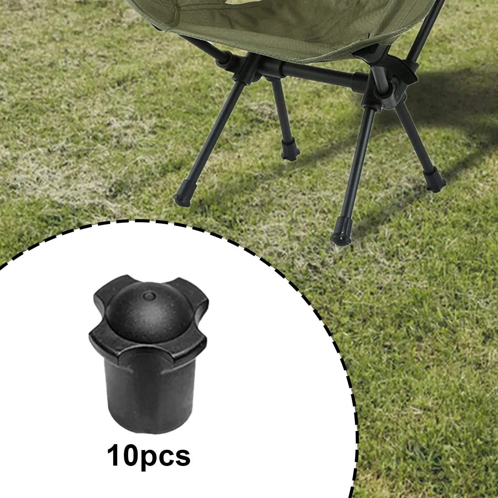 

10x Chair Pads Non Slip Round Slip on Removable Protect Floors Folding Chair Leg Caps for Camping Fishing Indoor Office Garden