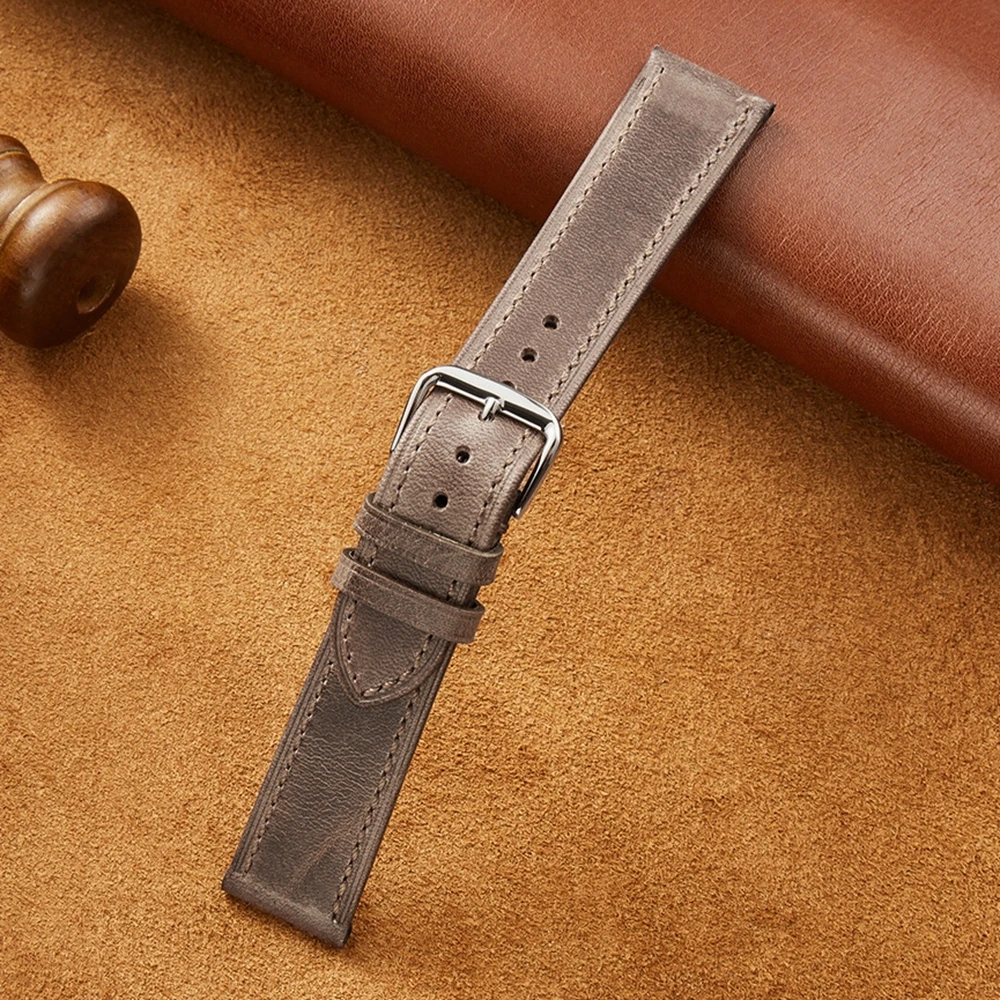 New Italian Style Genuine Leather Watch Strap Retro Oil Wax Skin Ultra-thin Quality Business Watchbands 18/19/20/21/22mm