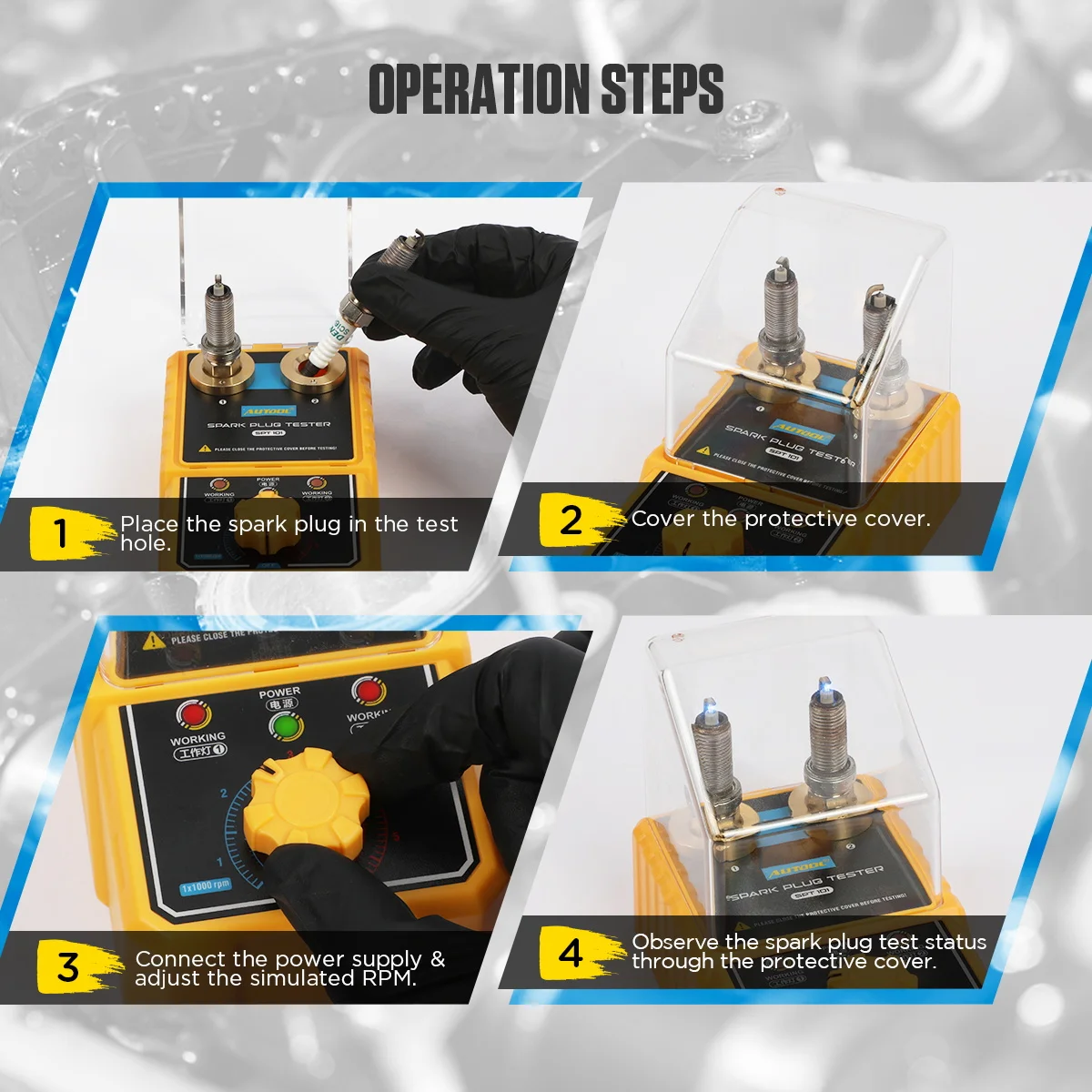 

Factory OEM AUTOOL 110V 220V New Spark Plug Tester High Quality Good Selling Electric Car Spark Tester