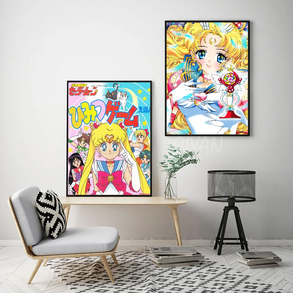 Anime S-Sailor Girl Cute M-Moon Poster Wall Art Home Decor Room Decor Digital Painting Living Room Restaurant Kitchen Art