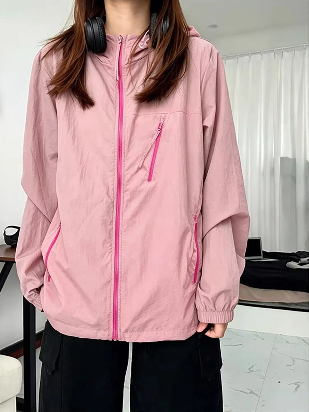 

Dopamine Summer Fashion Pink Sun Protection Clothing Men's Women's UPF50 Ice Skin Cool Quick Dry Cycling Jacket Outdoor Windb...