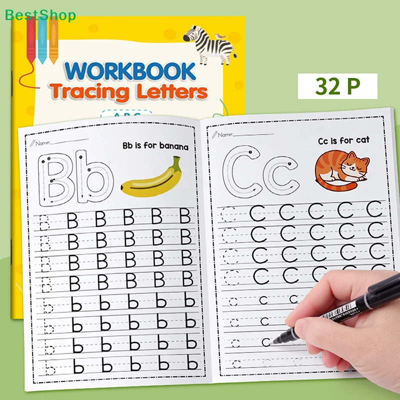 ✈✈26 Alphabet Practicing Uppercase And Lowercase Letters English Coloring Book Pen Control Training Handwriting Practice Book