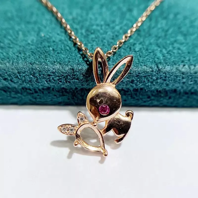 MeiBaPJ 3 Colors 4*5/4*6 Water Drop Stone Genuine 925 Silver Pendant Necklace Empty Fitting Fine Wedding  Jewelry for Women