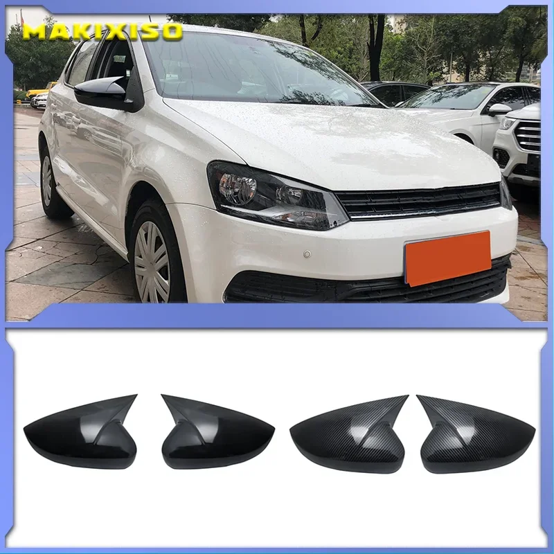 

For Volkswagen VW Polo 6R 6C 2 pieces ABS Side Rear view Mirror Cover Replacement Caps Shell Trim Black