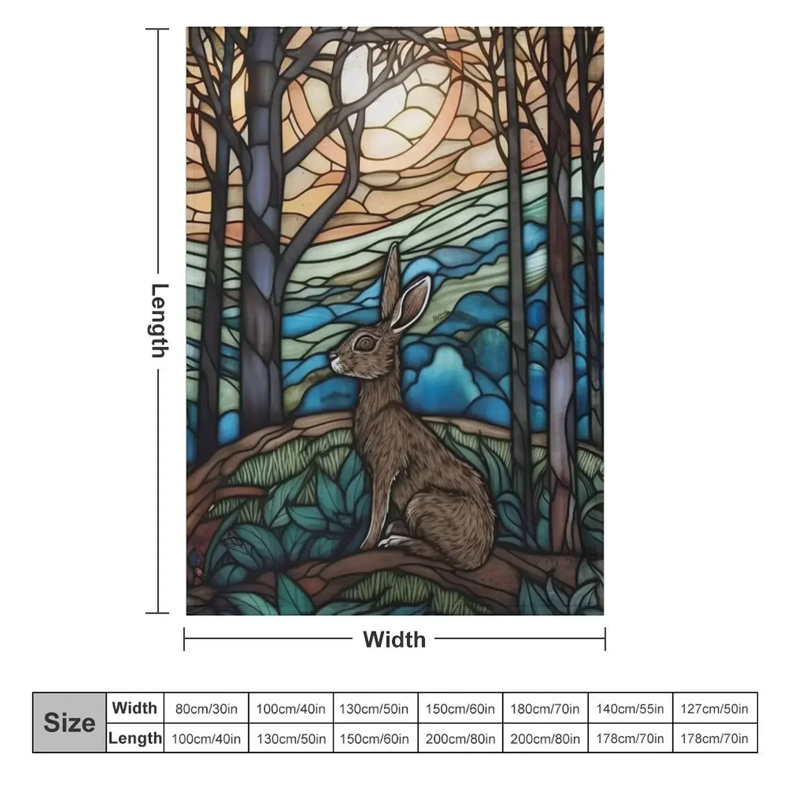 Stained Glass Hare and Moonbeams Throw Blanket couch cozy soft plush fuzzy picnic outdoor blanket