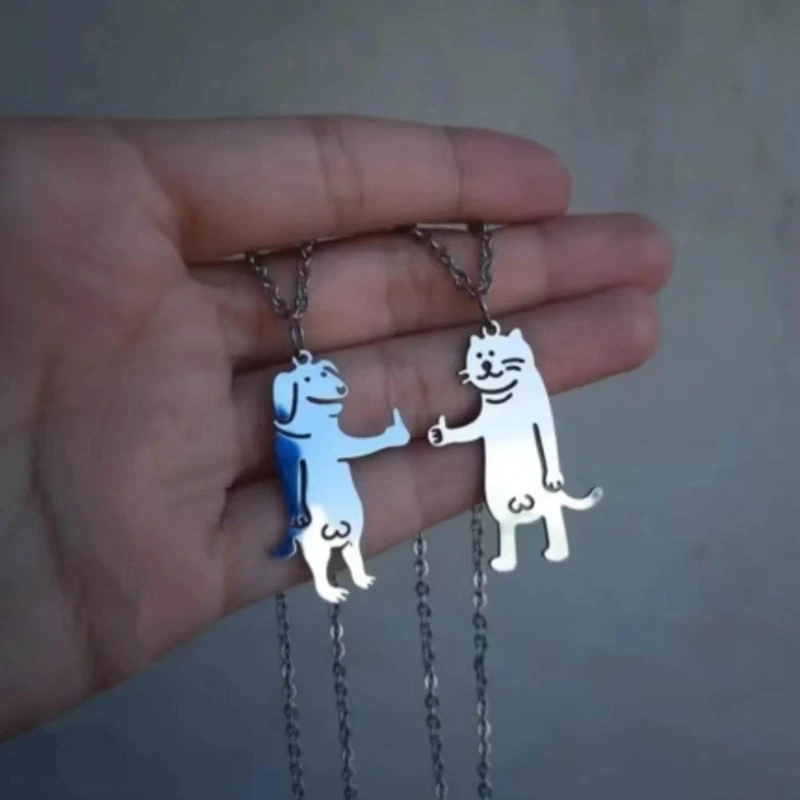 Set of 2 Thumb Up Animal Necklace and Dog Neckchain for Fashion Enthusiasts