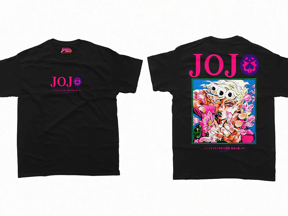 

Новая одежда из чистого хлопка с принтом в стиле аниме JOJO для мужчин и женские летние топы с круглым вырезом в уличном стиле Y2K