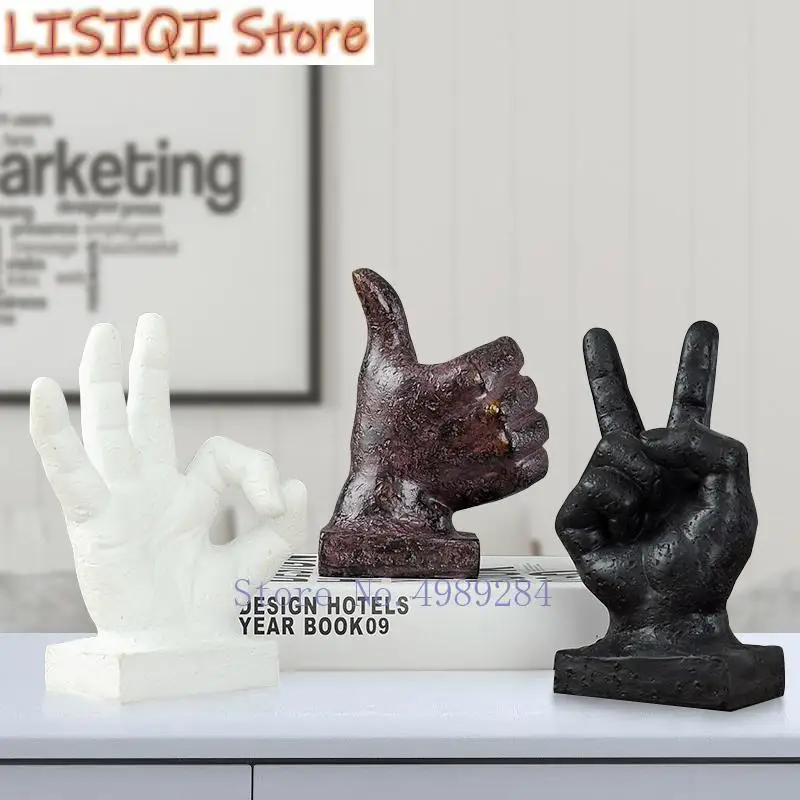 

New Creativity Resin Hand Abstract Handicraft Furnishings Gesture Desktop Decoration Modern Home Decoration Figures Accessories