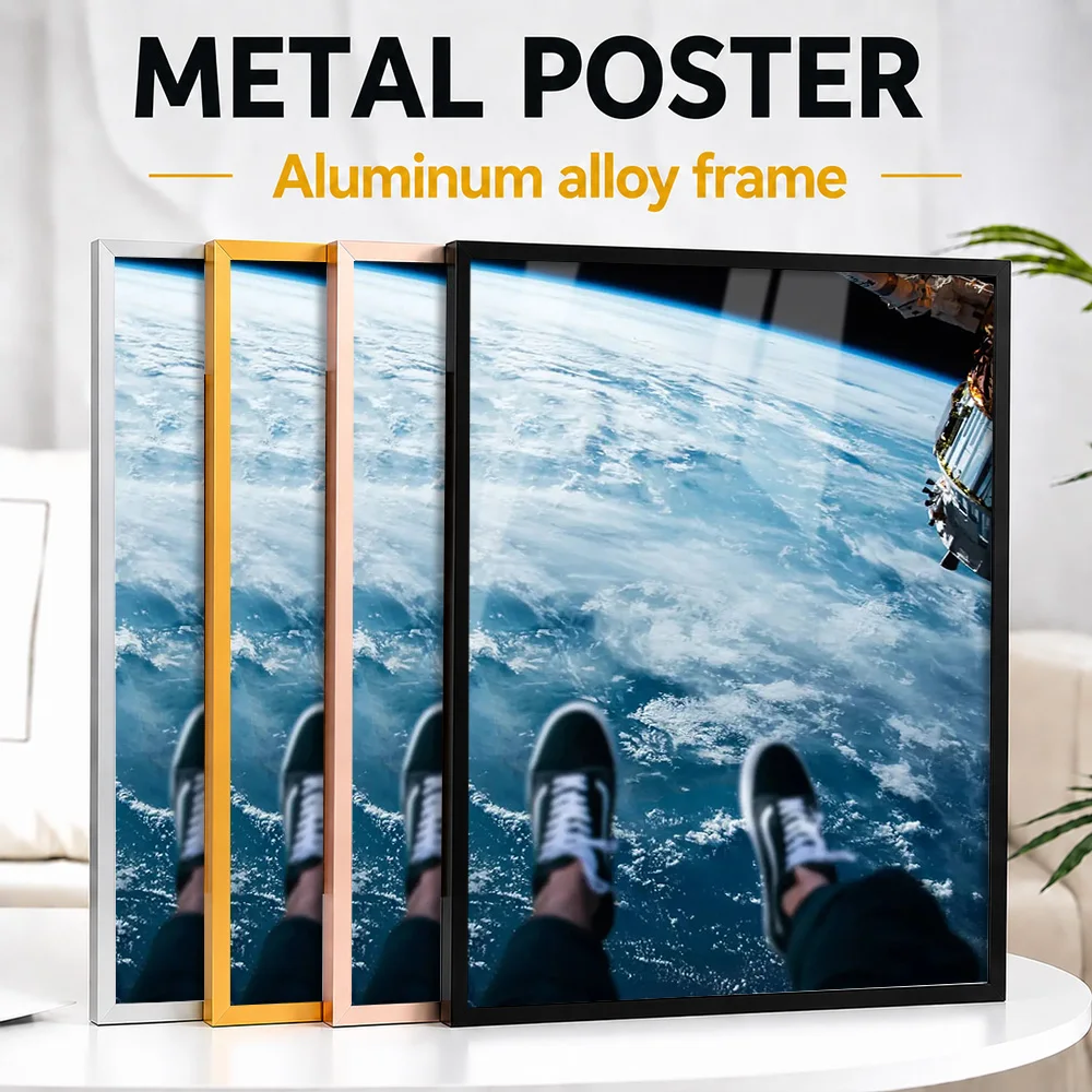 Astronaut View Above Earth Framed Aluminum Metal Poster Customized Cosmic Perspective Wall Art For Office And Astronomy Fans