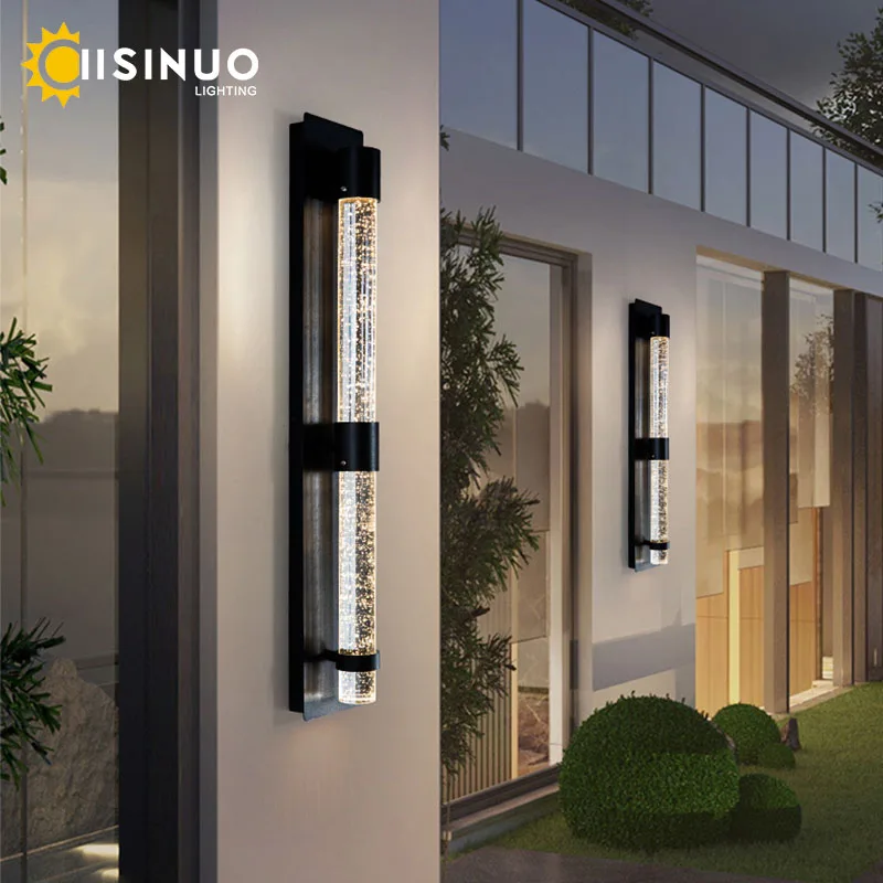 integrado outdoor led lampada de parede parede exterior fixtures crystal bubble sconce jardim luz varanda entrada ip65 01