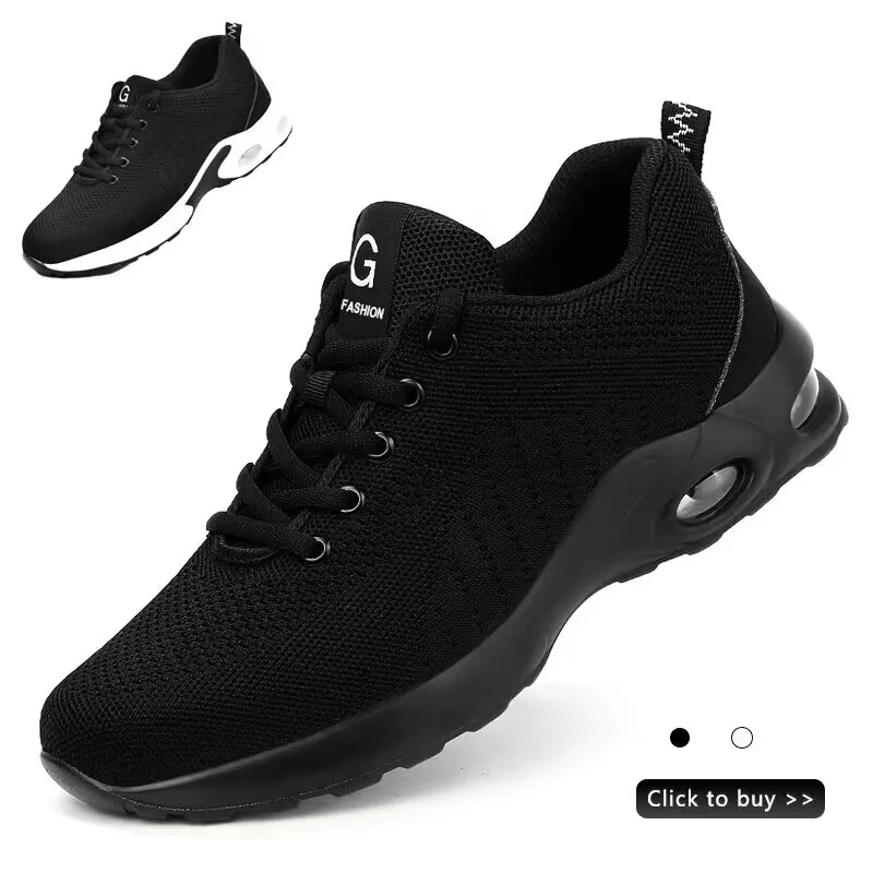 Summer Air Cushion Work Safety Shoes For Men Breathable Work Sneakers Steel Toe Shoes Anti-puncture Safety Protective Shoes