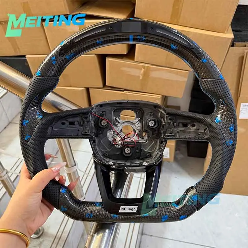 For Audi Q5 Q7 Q8 Original chassis processing custom carbon fiber material Blue style with LED lights Full of sportiness