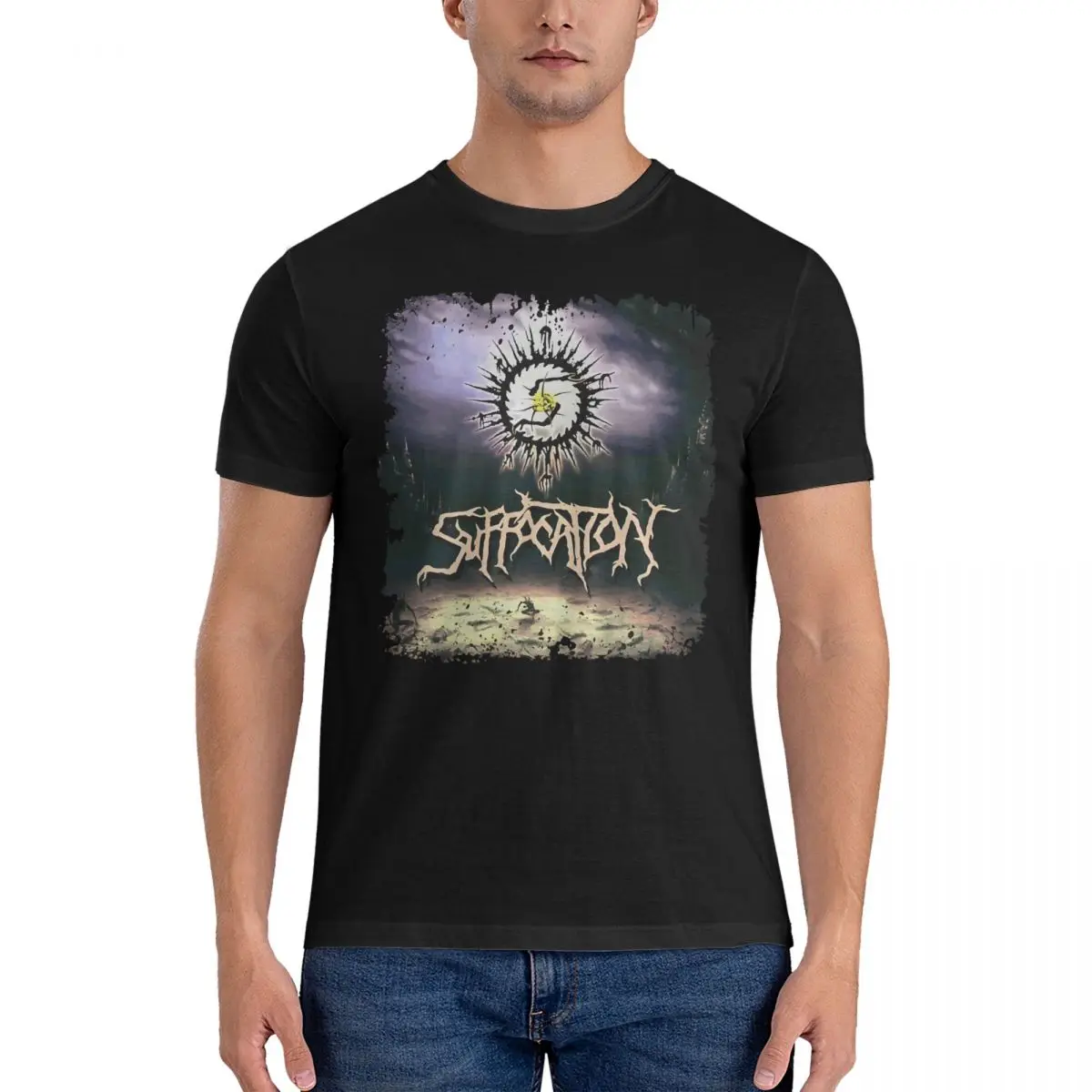 Band T-Shirt Men Suffocation Vintage Pure Cotton Tee Shirt O Neck Short Sleeve T Shirts Gift Idea Clothes