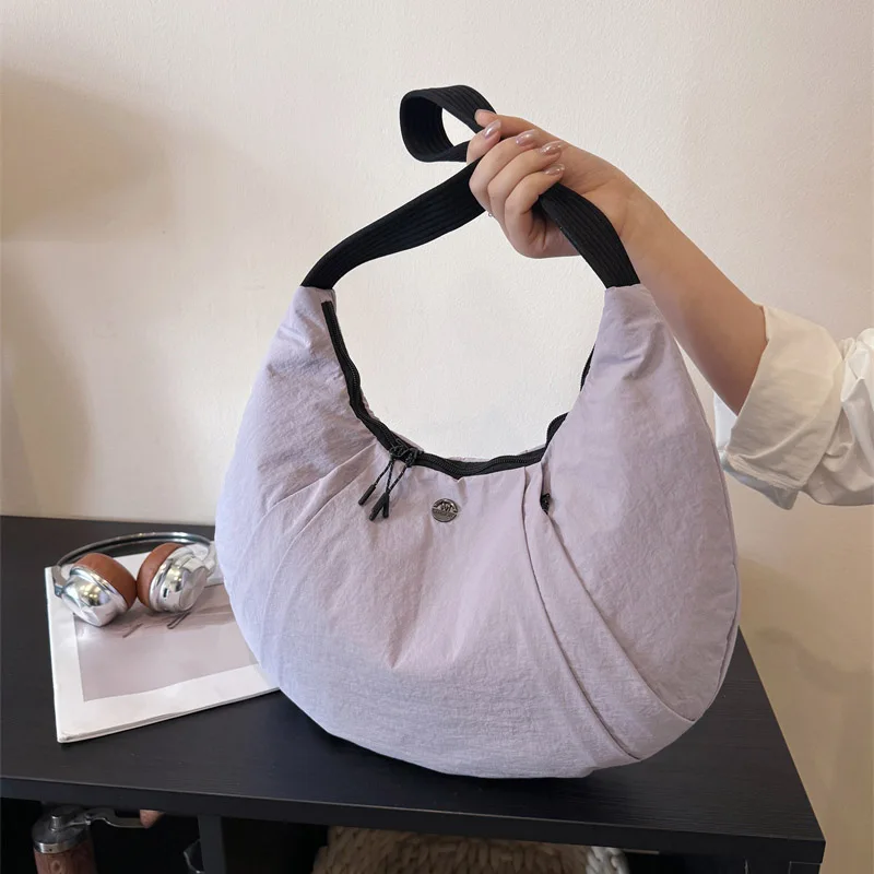 

Casual Nylon Hobos Underarm Bag for Women Shoulder Bag Woman New Half Moon Chest Bags Tote Lady Travel Shopper Bag Female Purses